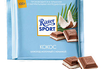 Шоколад Ritter Sport молочный с кокосом 100 гр.