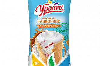 Мороженое В/С "Уралец" ГОСТ 8% сливочное с солёной карамелью 85гр/24шт Тарасова