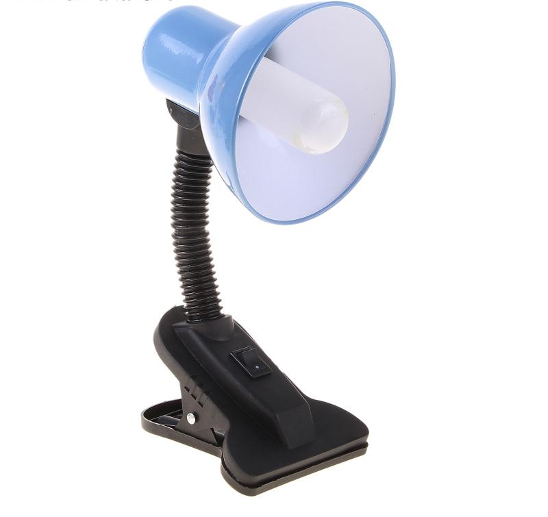 Лампа настольная Е27, с выкл. на зажиме (220В) голубая (108В)