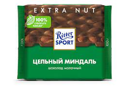 Шоколад Ritter Sport молочный цельный миндаль 100гр./11 шт.