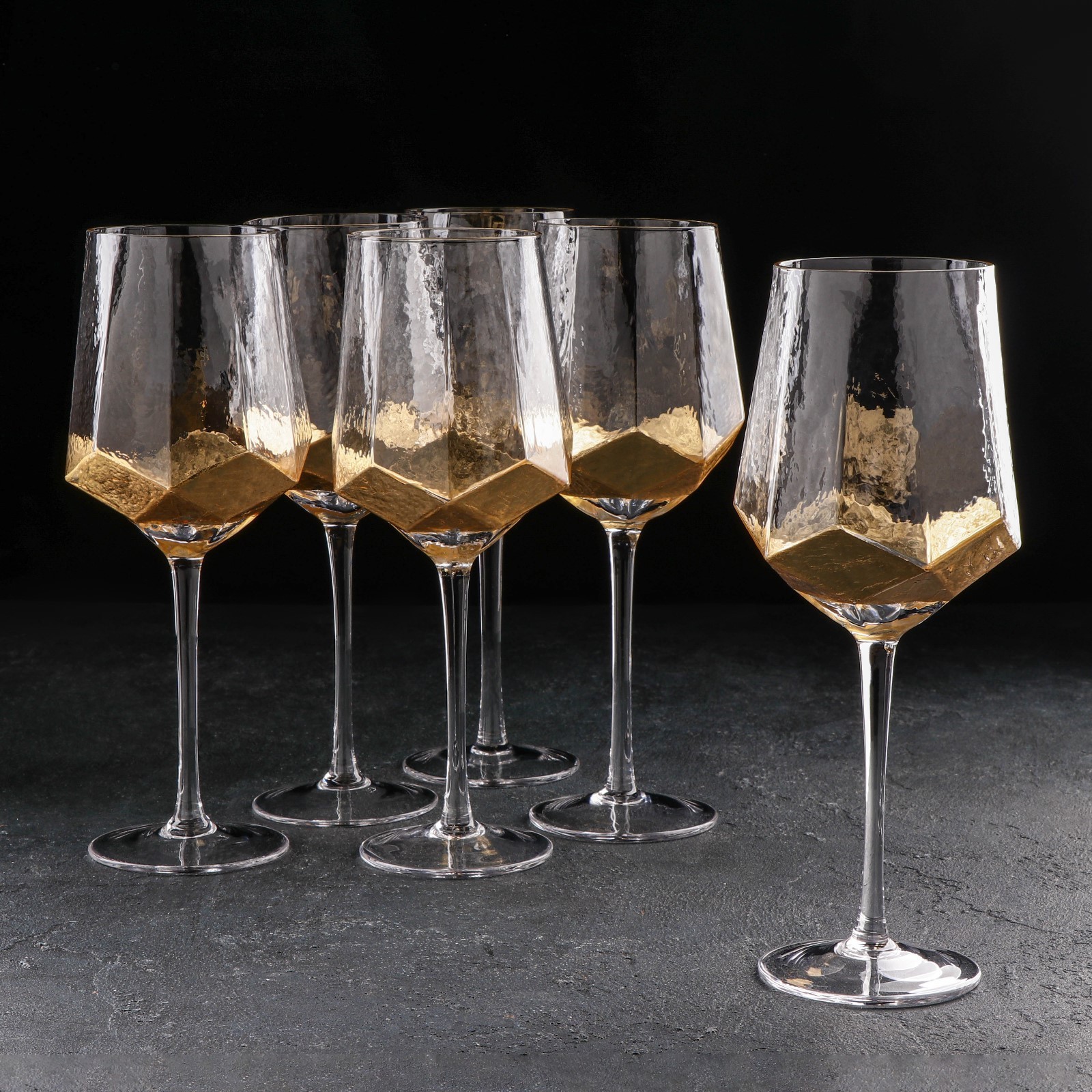 Набор бокалов для вина Magistro «Дарио», 500 мл, 7,3×25 см, 6 шт, цвет золото