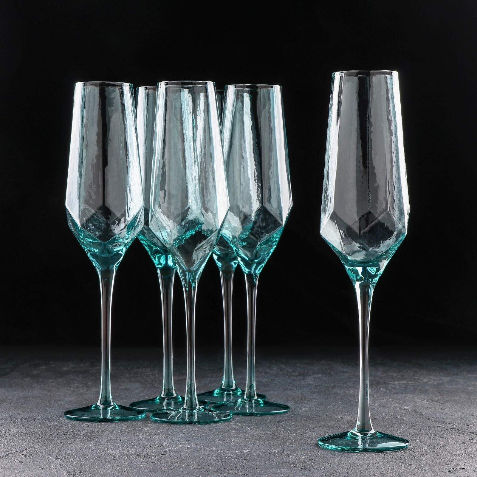 Набор бокалов для шампанского Magistro «Дарио», 180 мл, 7×20 см, 6 шт, цвет изумруд