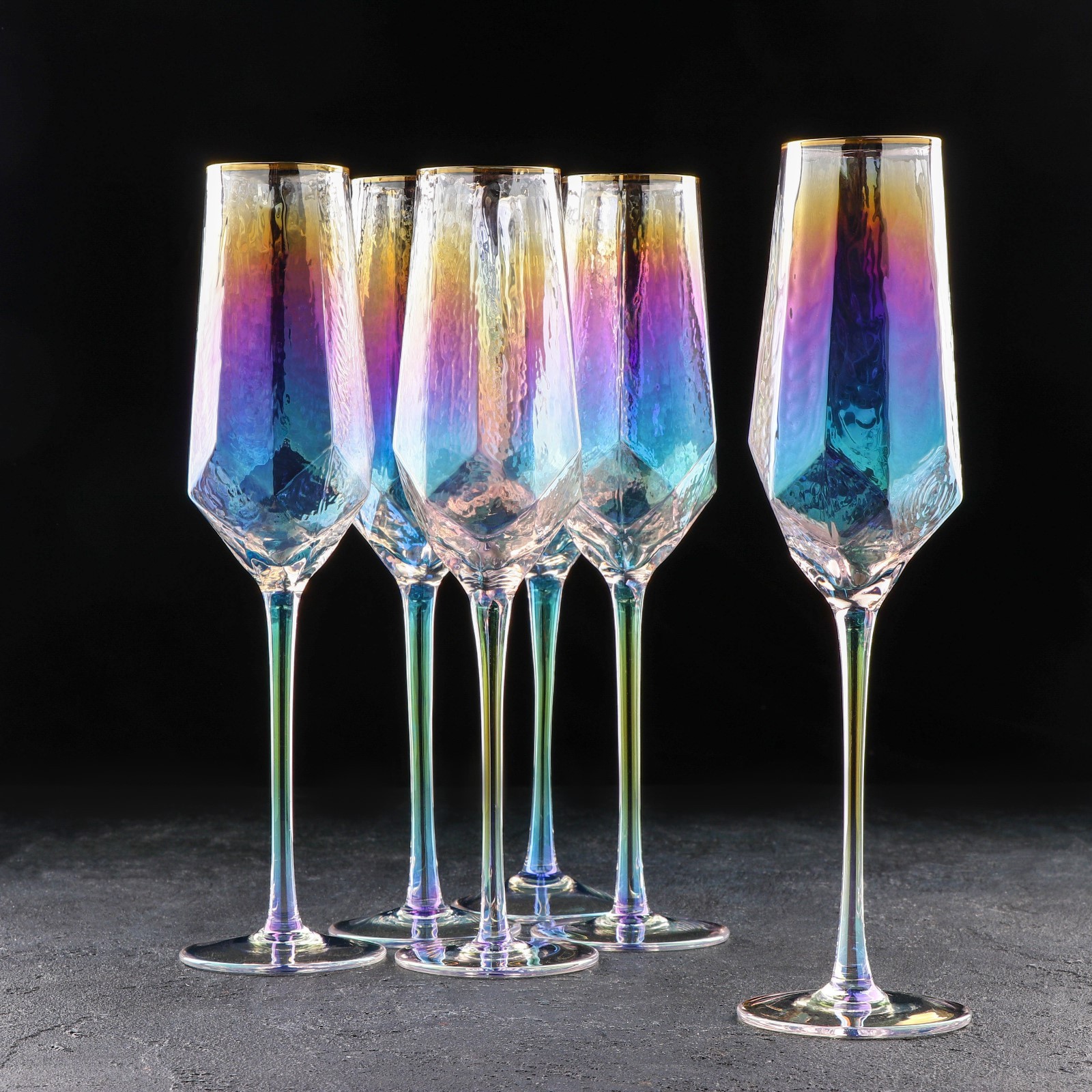 Набор бокалов для шампанского Magistro «Дарио», 180 мл, 7×20 см, 6 шт, цвет перламутр