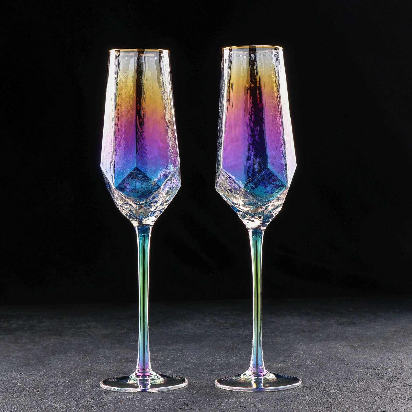 Набор бокалов для шампанского Magistro «Дарио», 180 мл, 7×27,5 см, 2 шт, цвет перламутровый