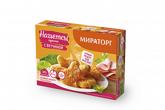 Наггетсы куриные с ветчиной 300г*12, Мираторг, Россия