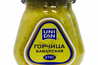 Горчица Баварская "UNI DAN" (ст/тв) 270г/8шт "Бастион"Лен.обл