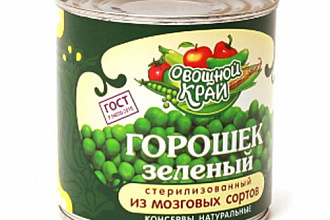 Горошек зеленый "Овощной Край" Гост (в/с) 400г/12шт 