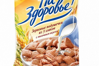 Подушечки  с молочной  начинкой 5 злак.100 гр.(пакет) (102)ТМ"На здоровье"*40