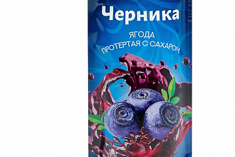 Черника протертая с сахаром 280 гр Буздякский дой пак*24