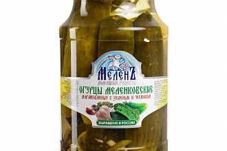 Огурца маринованные Меленовские с зеленью и чесноком 900 гр. Меленъ (2Пб)