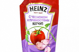 Хайнц кетчуп (с дозат) 320г/16шт Чеснок и Пряности