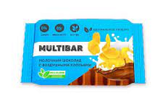 Шоколад мол. с воздушными хлопьями Multibar без сахара 95гр./12шт.