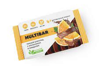 Шоколад темн. с апельсином и миндалем Multibar без сахара 95гр./12шт.