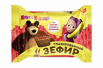 Зефир "Маша и Медведь" SlaSti банан-клубника 190гр.