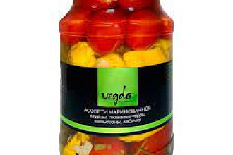 Ассорти овощное (огурцы,патиссоны,черри) Vegda product 900г