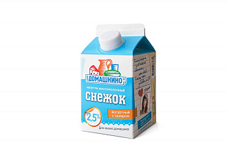 Снежок напиток кисломолочный йогуртный с сахаром «Село Домашкино» 2,5% пюр-пак 400гр.
