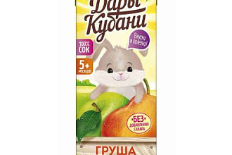 Дары Кубани для детей 0,2л сок Яблочно-грушевый восстановленный осветленный