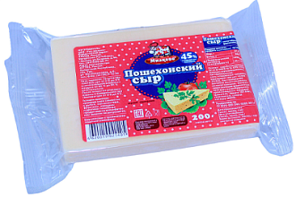 Сыр Пошехонский 45% 200гр. фасов. УВА 1/12 милково