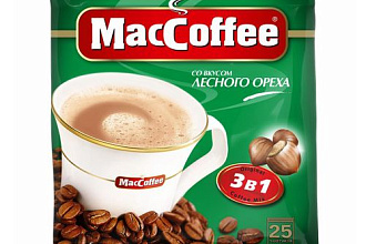 Напиток MacCoffee кофейный растворимый (3 в 1) лесной орех м/уп 18г