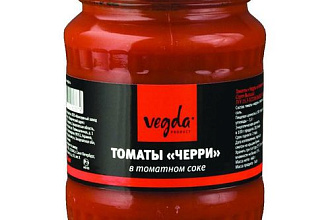Томаты черри томатном соке Vegda product 720 мл (стекло)