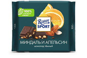 Шоколад Ritter Sport темный миндаль и апельсин 100 гр./12 шт.