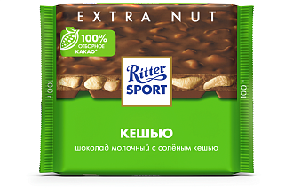 Шоколад Ritter Sport молочный с кешью 100 гр./12 шт.