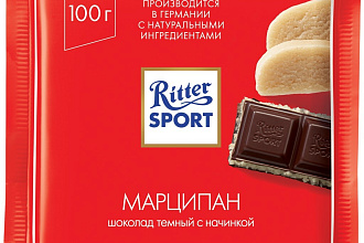 Шоколад Ritter Sport темный с марципаном 100 гр./12 шт.