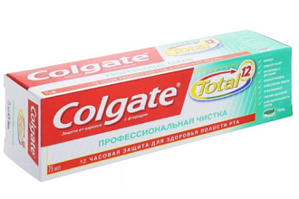 COLGATE Зубная паста Total 12 Профессиональная чистка ГЕЛЕВАЯ 75мл