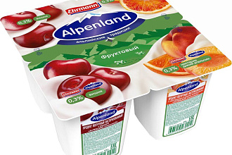 Йогурт Альпенлэнд 0,3% Вишня Нектарин Апельсин 95гр.