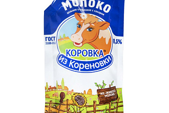 Молоко цельн сгущ с сахаром 8,5% дойпак 270г/24шт ТМ Коровка из КОреновки