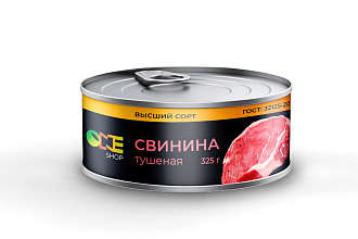 Свинина тушеная ГОСТ в/с ж/б 325гр./12шт OneShop