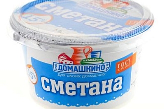 УДАЛЕНО.Сметана Село Домашкино 15% 170гр стакан