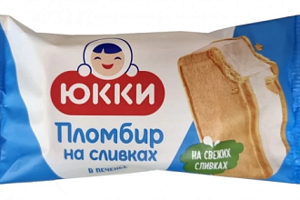 Беларусь Брикет Юкки Пломбир на сливках в печенье(926)  0.08кг * 36шт, шт