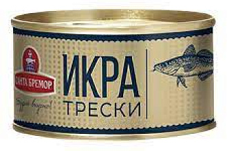Икра деликатесная  трески Люкс 130гр. 1/12 ж/б Санта-Бремор NEW