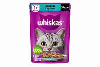 Корм влажный 75гр. д/кошек желе Говядина Кролик Whiskas
