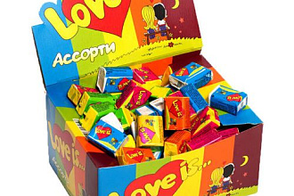 Жеват.резинка Love is 4,2г*100шт/20бл. Микс Турция