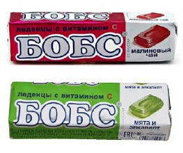 Леденцы БОБС мята-эвкалипт, малин чай 35гр/18 шт