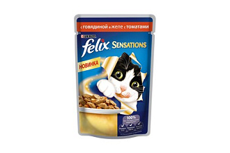 Корм влажный для кошек Ягненок кус в желе 75гр. Felix