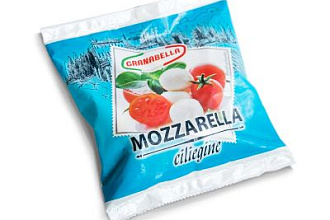Сыр Моцарелла Чильеджини в рассоле 40% , GRANABELLA, 100г (С рассолом 210гр)