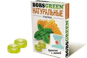 Леденцы BOBSGREEN прополис с мятой 32 гр/16шт