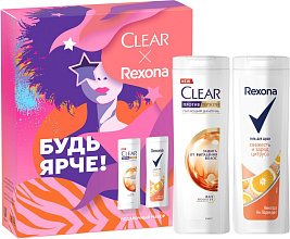 Подарочный набор Женский CLEAR+REXONA шампунь+гель д/душа 200+200мл