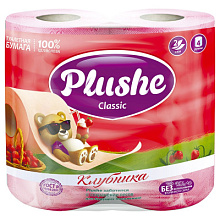Бумага туалетная PLUSHE Classik Клубника 4 рулона 2сл