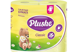 Бумага туал Ромашка 4рул 2сл 18 м PLUSHE Classik (12)