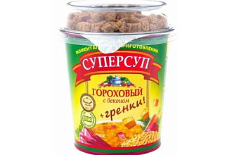Суп СУПЕРСУП Гороховый с беконом+гренки 45гр Русский продукт