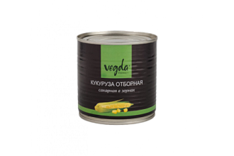 Кукуруза Vegda сладкая в зернах, ж/б 340гр./12шт.