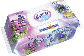 Влажные салфетки Лаванда 120шт. LARA 