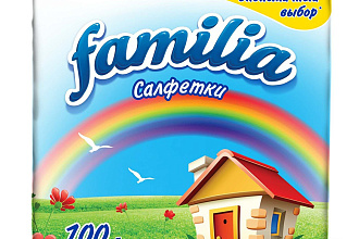 Салфетки бумажные Familia Радуга 1 слой, 100шт