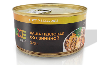 Каша перловая со свининой OneShop 325гр.ж/б
