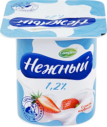 Продукт йогуртовый Нежный с соком Клубники 1,2% 100г 