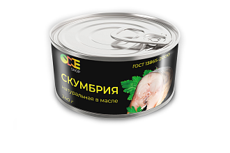 Скумбрия натур.в масле OneShop ж/б ключ 240гр.